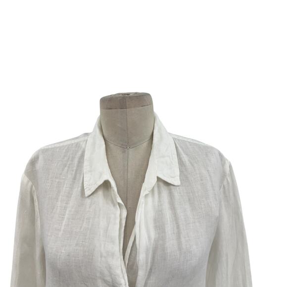 James Perse Linen Shirt Dress Button-Down Drawstring Waist White Size 1 Small - Picture 2 of 10